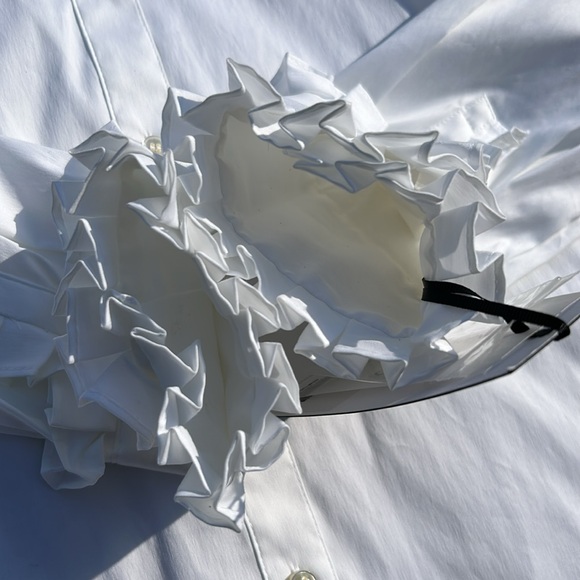 NWT Carlisle Althea WHITE Stretch cotton Ruffle Blouse - Picture 16 of 16